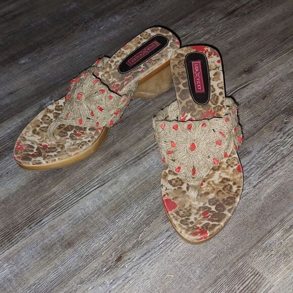Lisa Vicky Shoes - Lisa Vicky Macrame Thong Heel Sandals  Sz 8